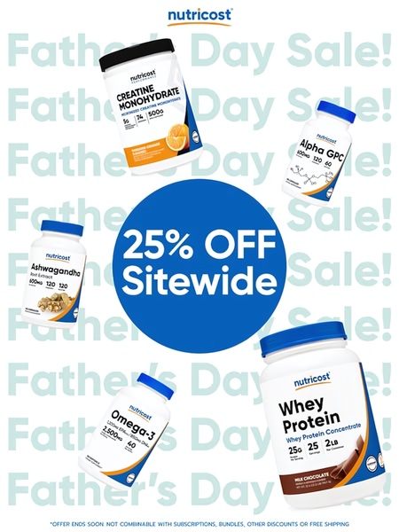 A clean, high-contrast promotional ad showcasing multiple dietary supplement containers centered around a bold savings offer.